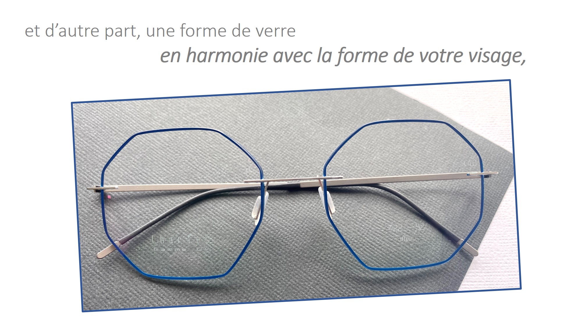 Lunettes Davidoff Vintage 95029-310 - Titane Bleu Argent - Demi-monture - NOS (neuf Sans étiquette)